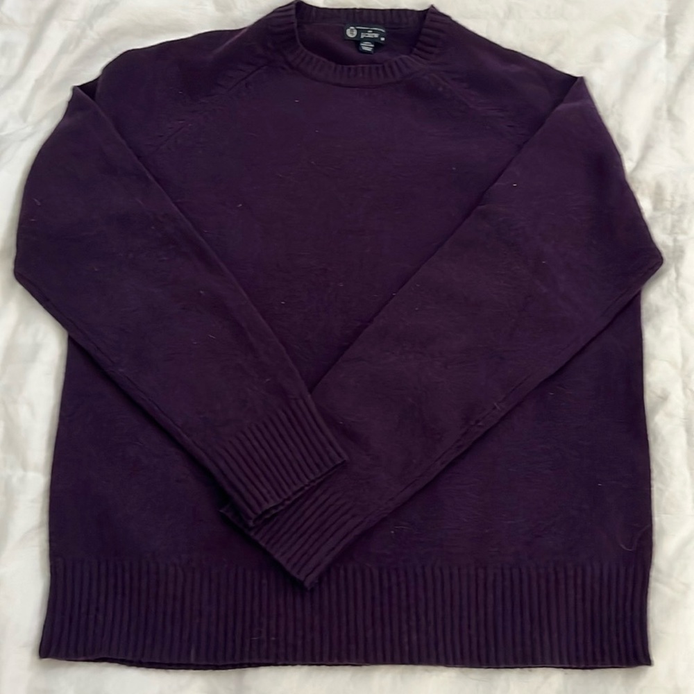 J.Crew Premium 100% Lambswool Dark Purple Pullover Crewneck Sweater Men's Size M